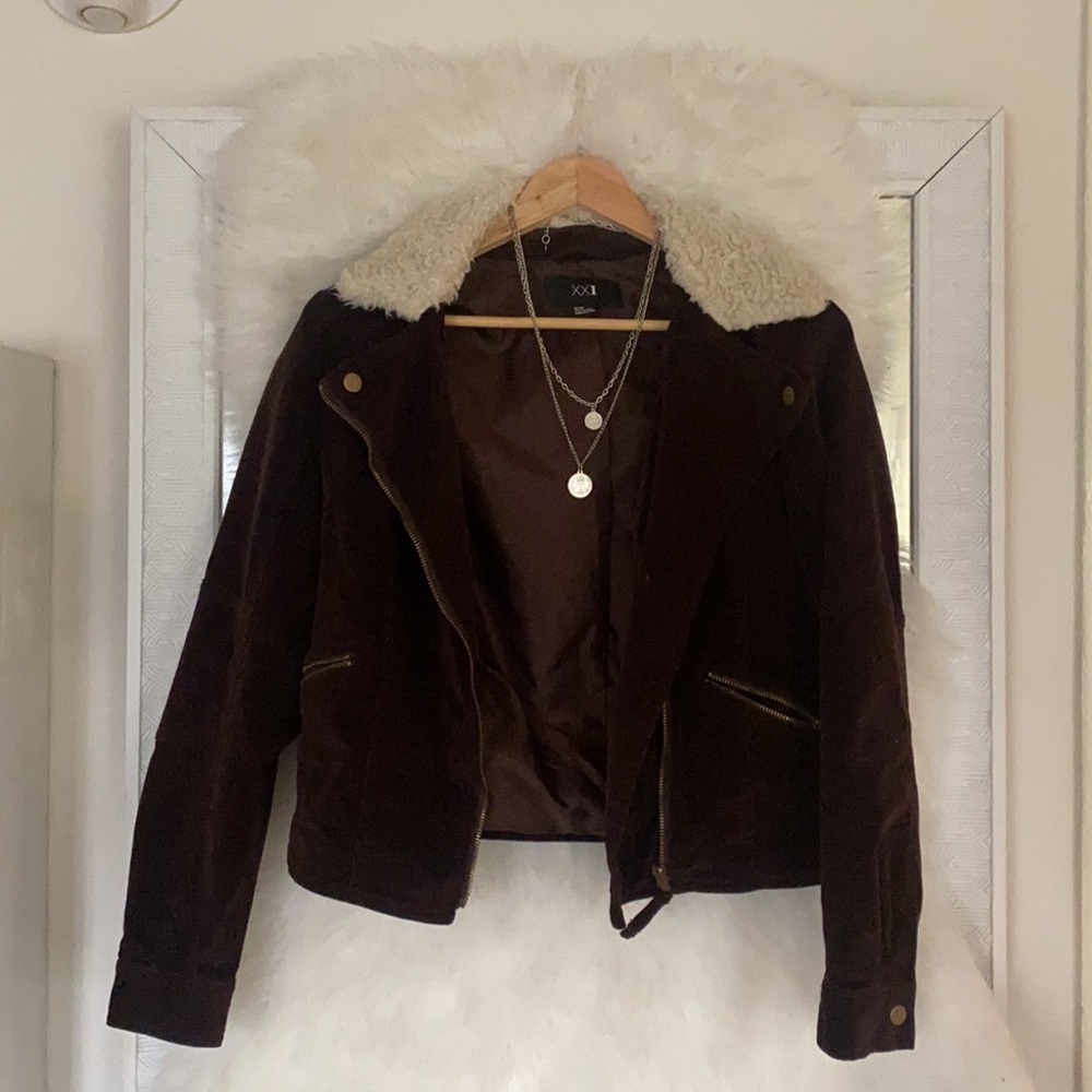 • § Corduroy Brown Shearling Jacket Coat § • - Picture 6 of 6